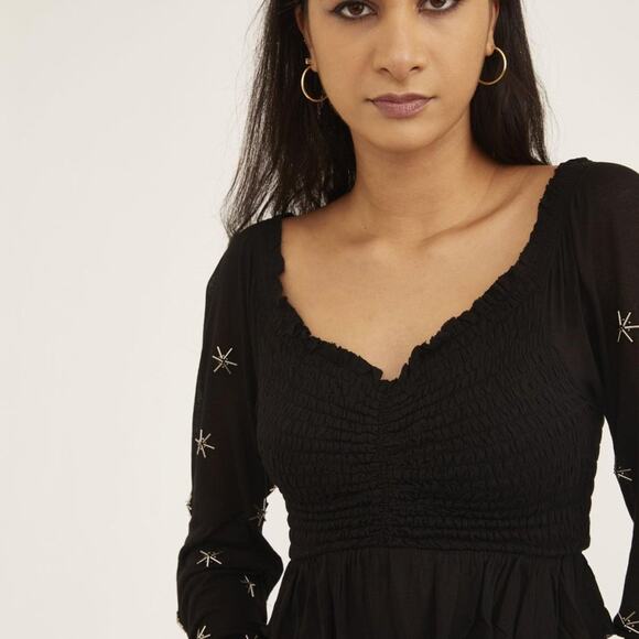 Urban Outfitters Jessa Embellished Beaded Crop Top in Black - Picture 6 of 6